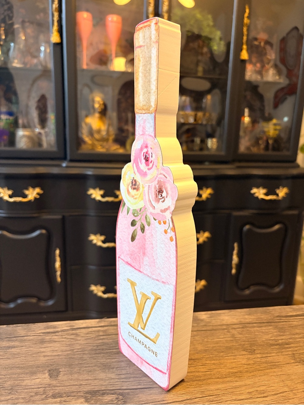 3D Inspired Pink Champagne Bottle Decorative Accent - Picture 8 of 9